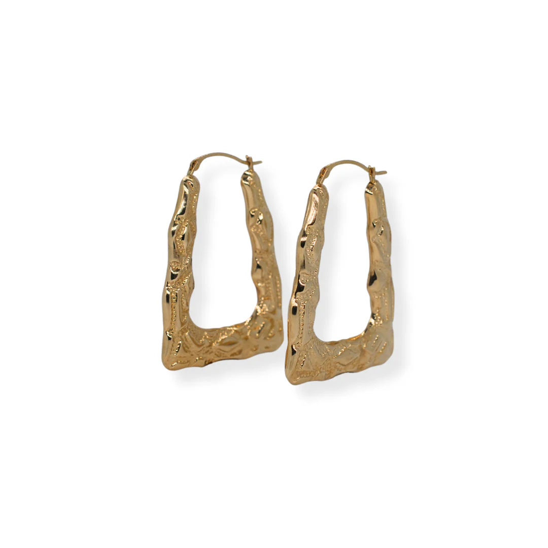 14ct gold square hoop earrings - Image 2