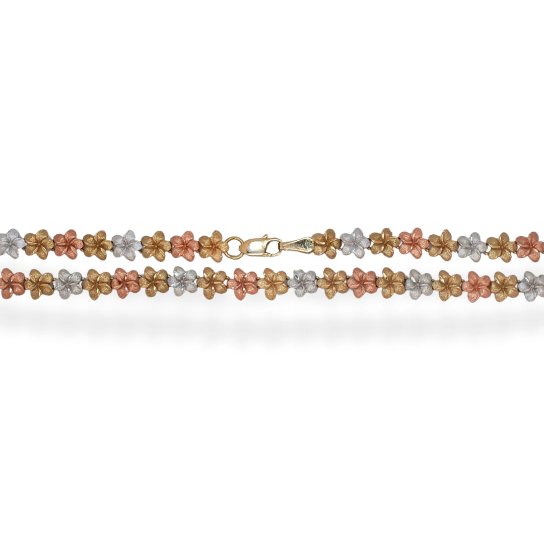9ct 3/tone flower necklace - Image 2