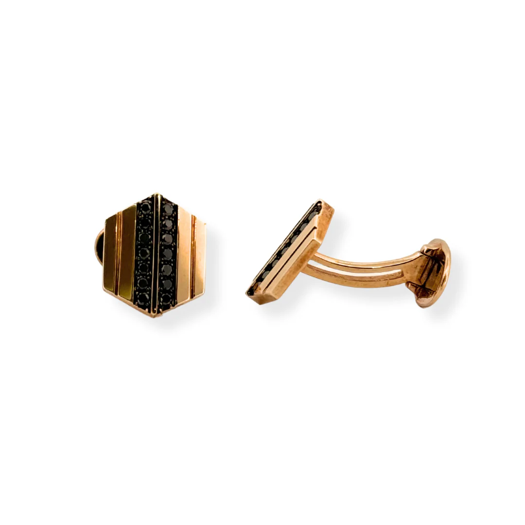 9ct gold black diamond cufflinks