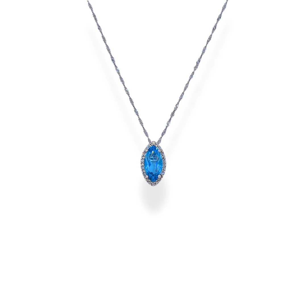 9ct gold diamond topaz pendant