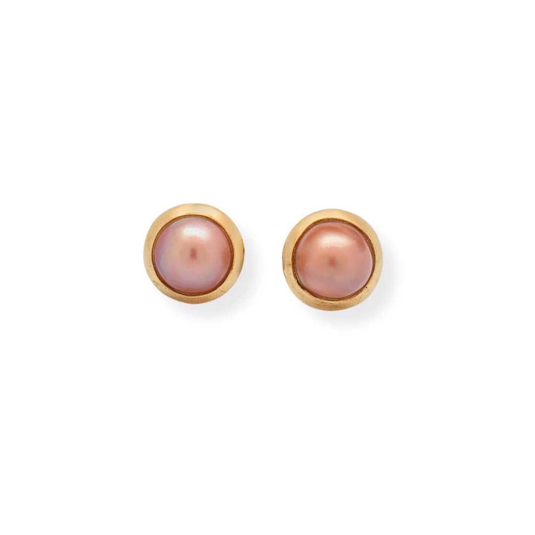 9ct gold pink pearl earrings