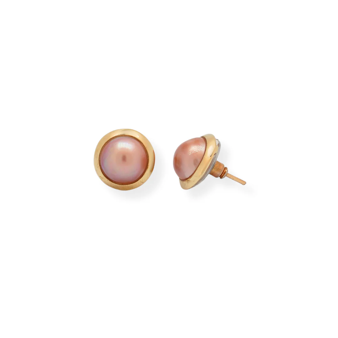 9ct gold pink pearl earrings - Image 2