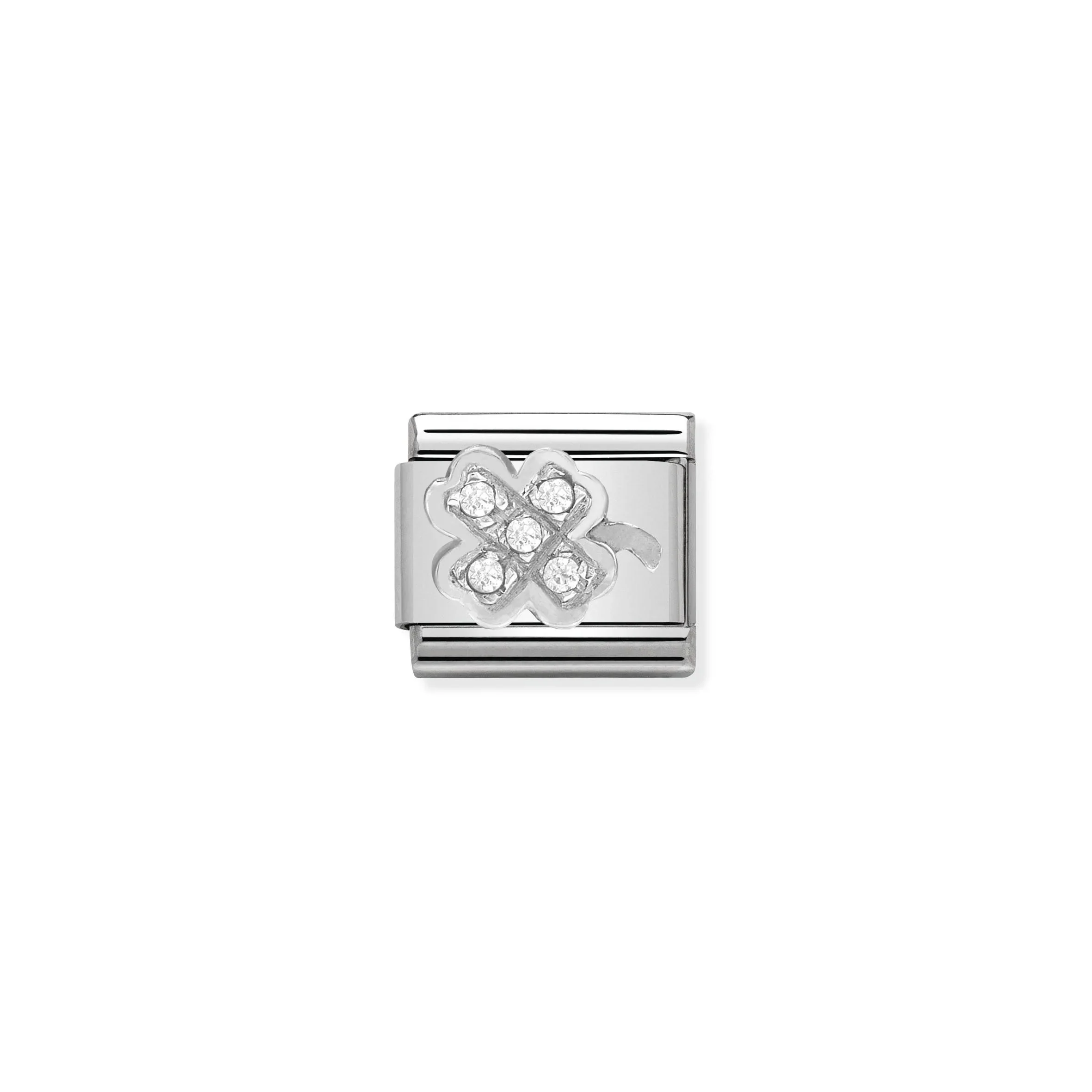Clover in silver in stones