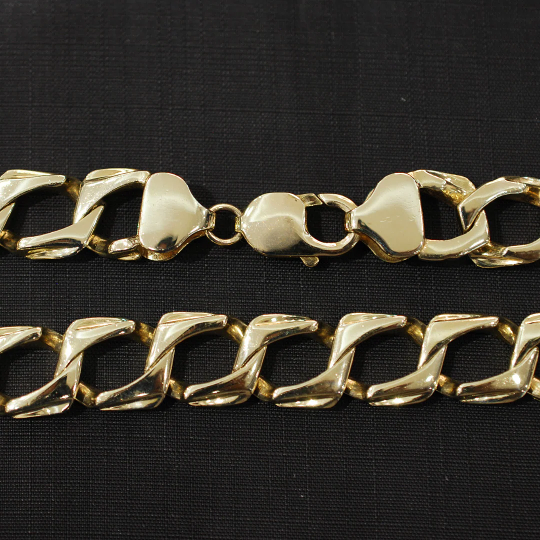 9ct gold handmade fancy link chain - Image 3