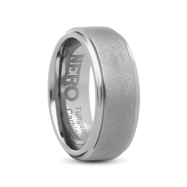 Nero Tungsten silver brushed ring