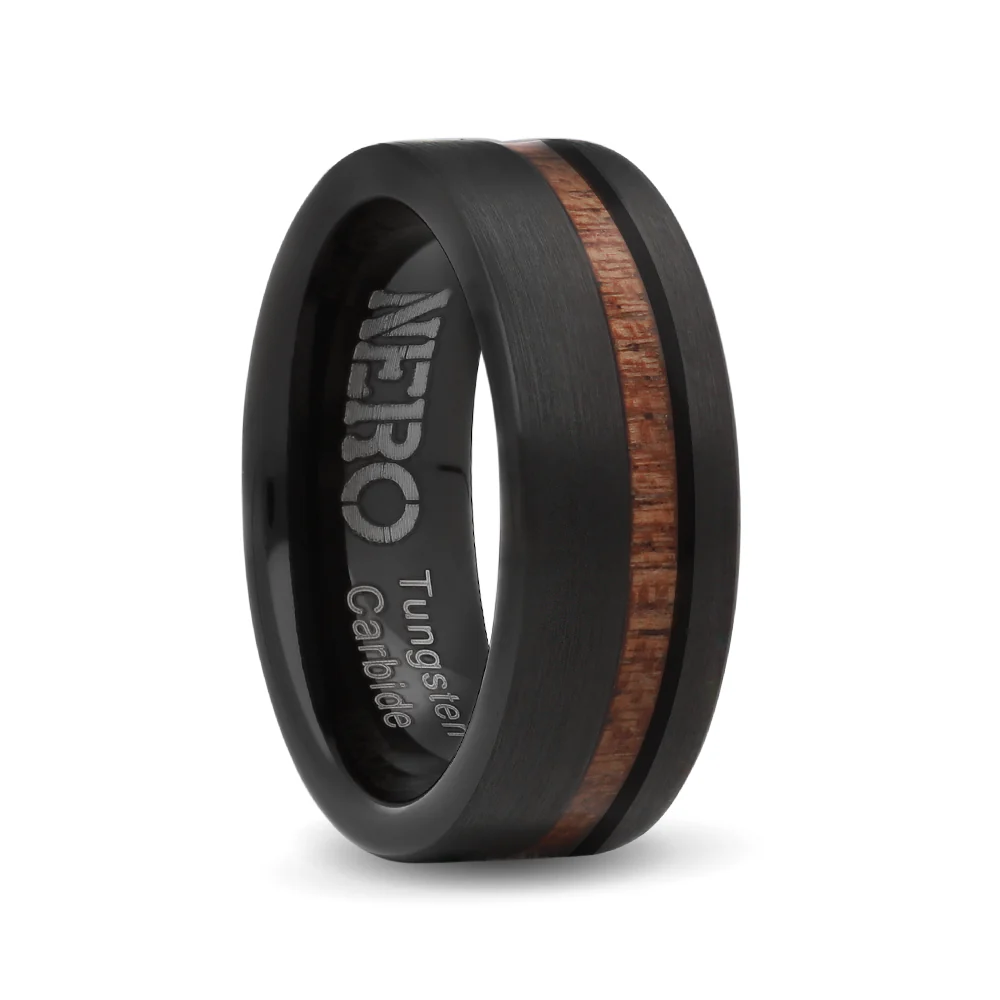 Nero Tungsten black wood ring