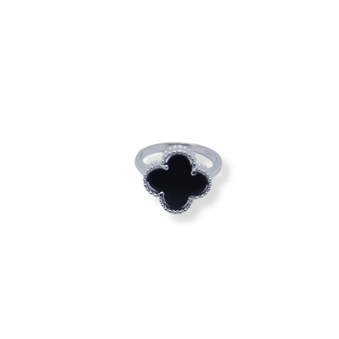 Silver black clover ring - Image 2