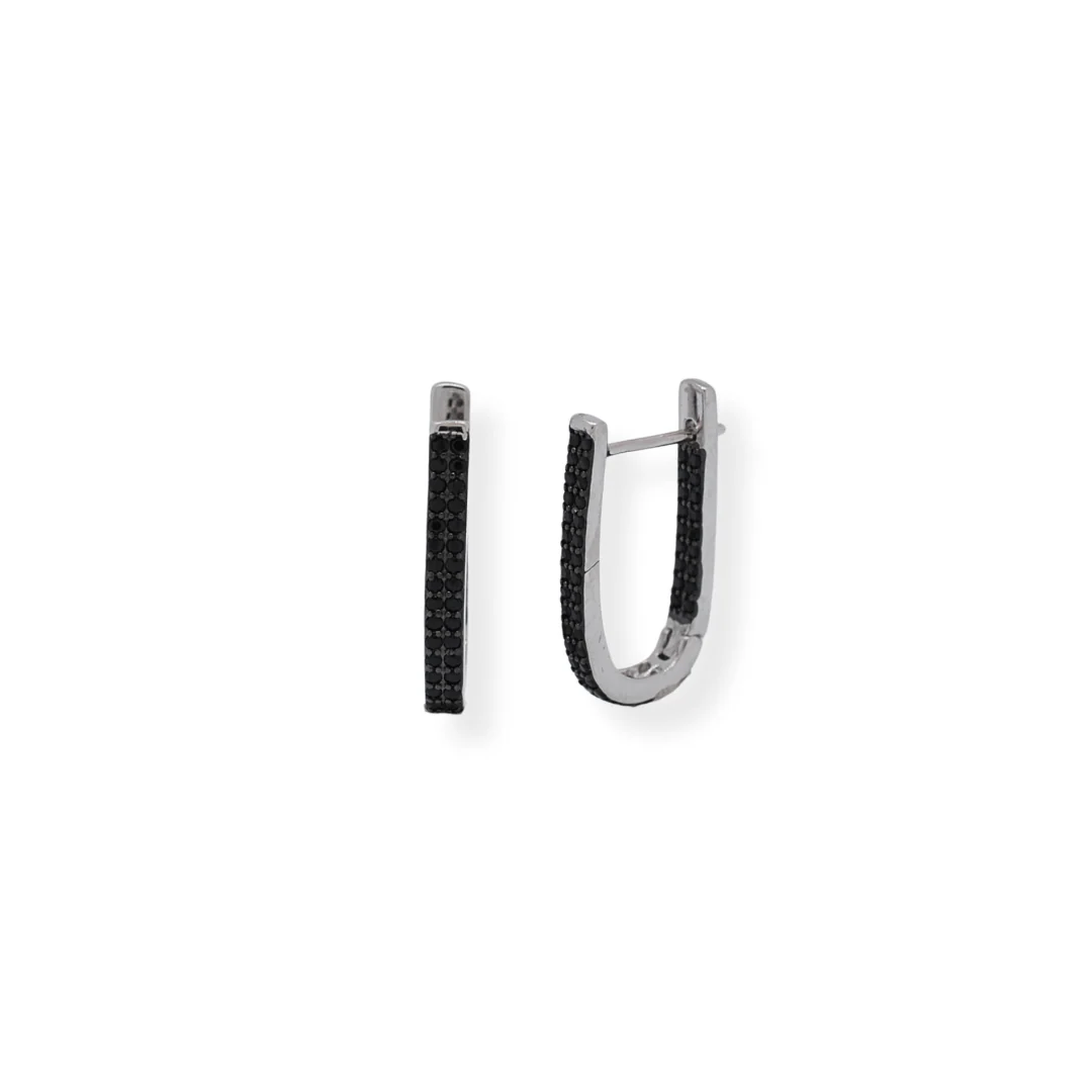 Silver black cz earrings