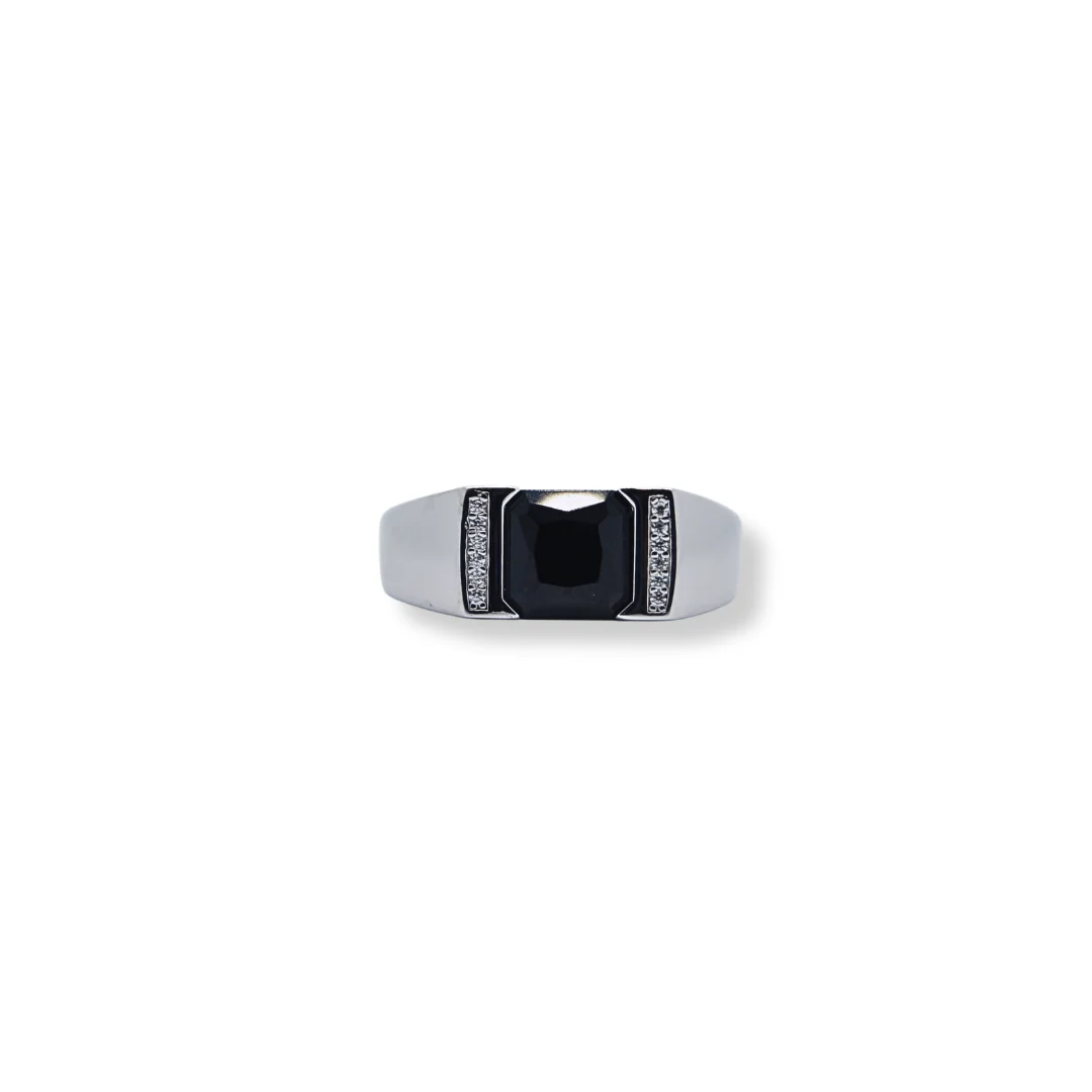 Silver black cz ring