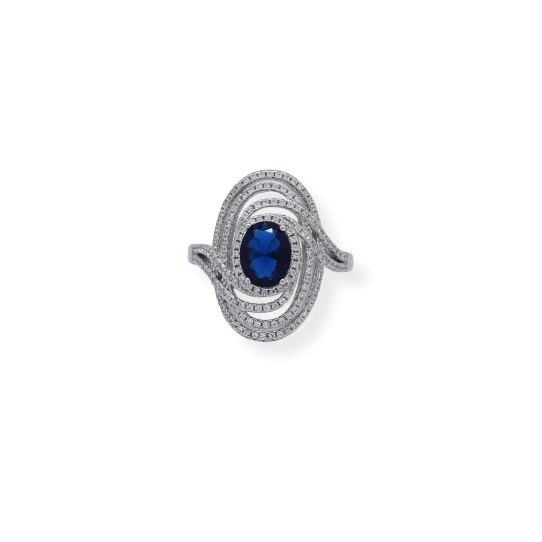 Silver blue cz ring