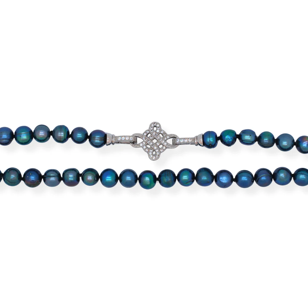 Silver blue pearl necklace - Image 2