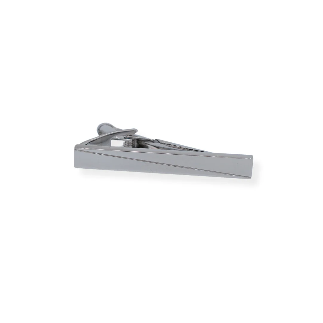 Metal Chrome cufflinks and tie pin set - Image 3