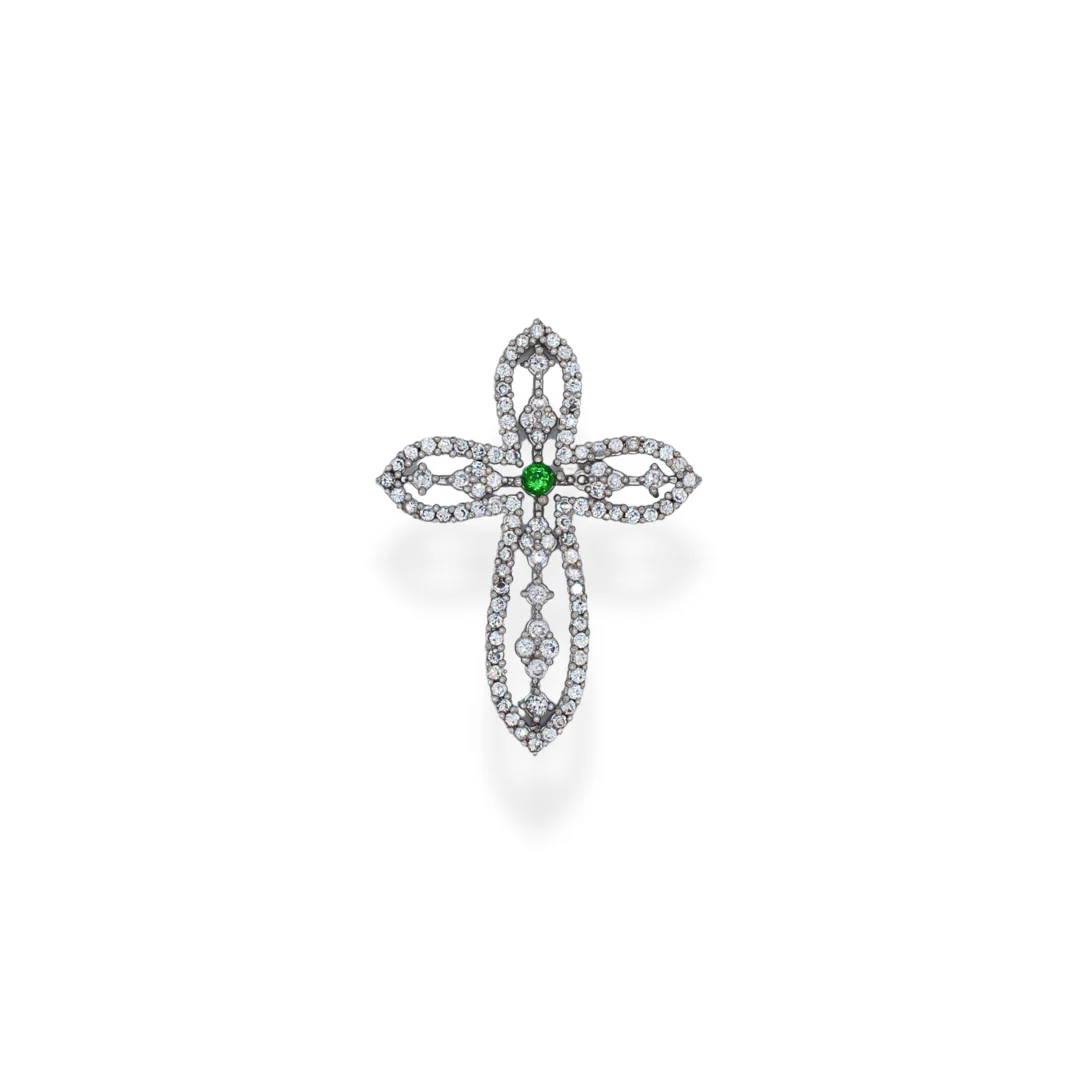 Silver cz cross pendant