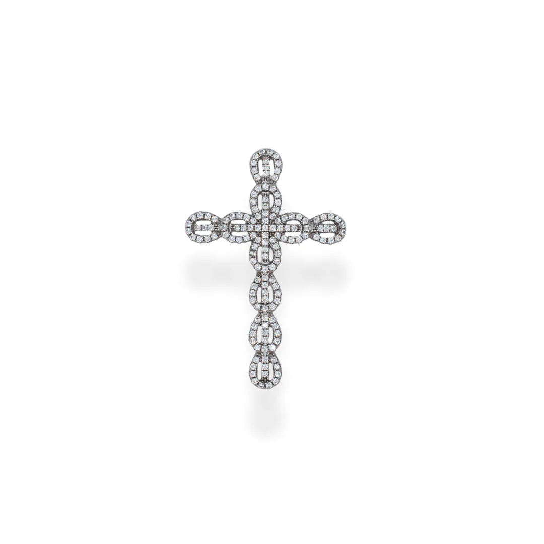 Silver cz cross pendant