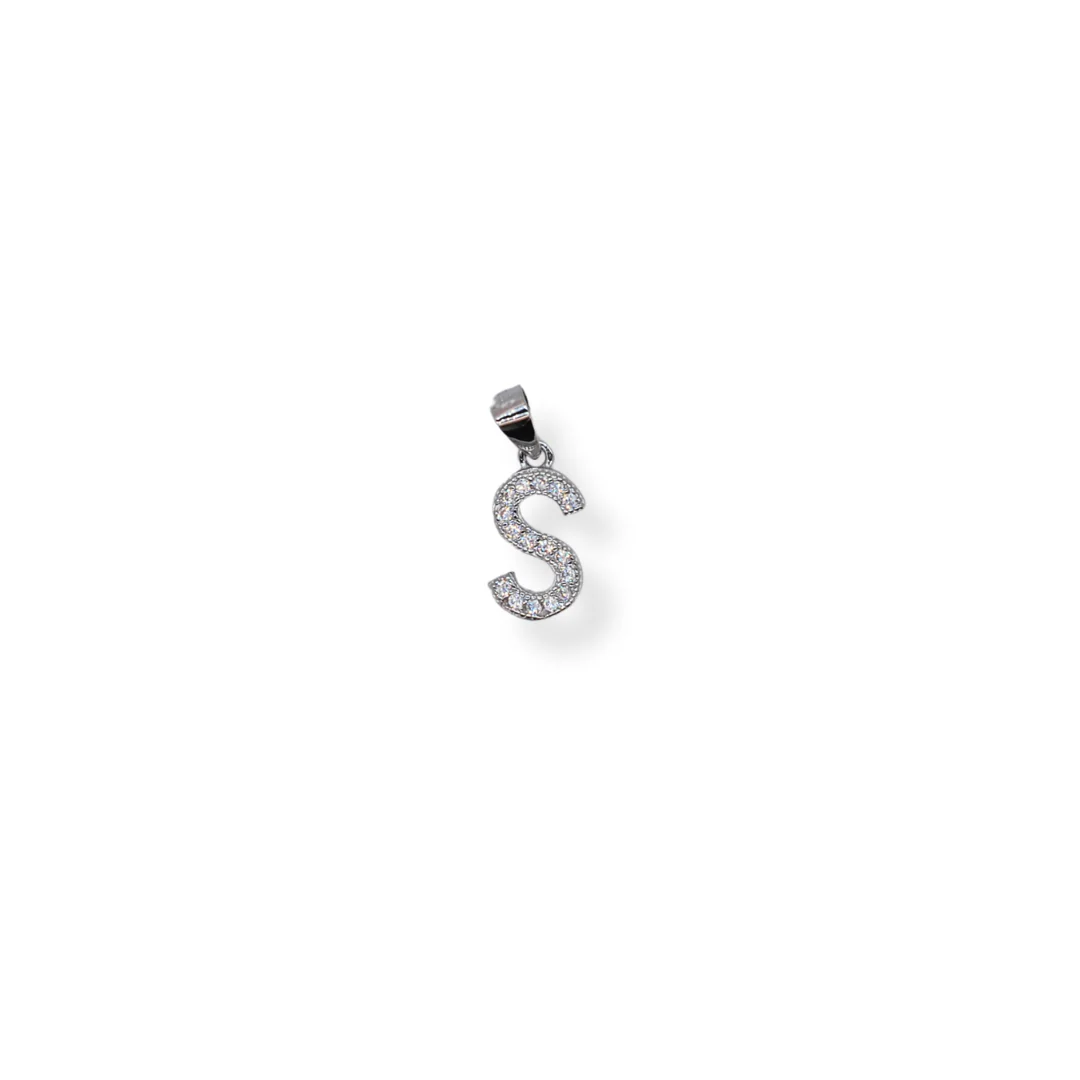 Silver cz letter S