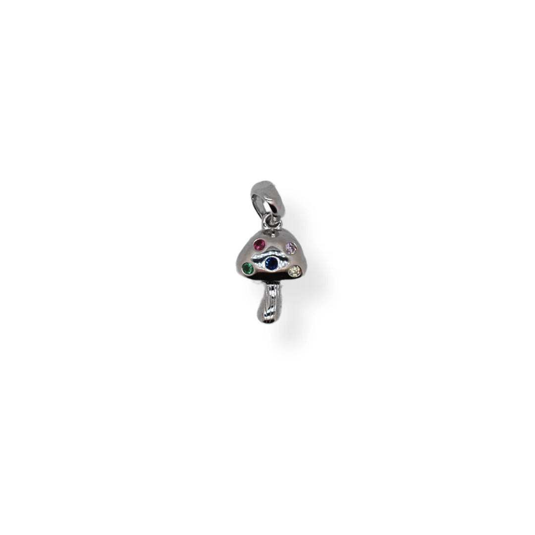 Silver cz mushroom pendant