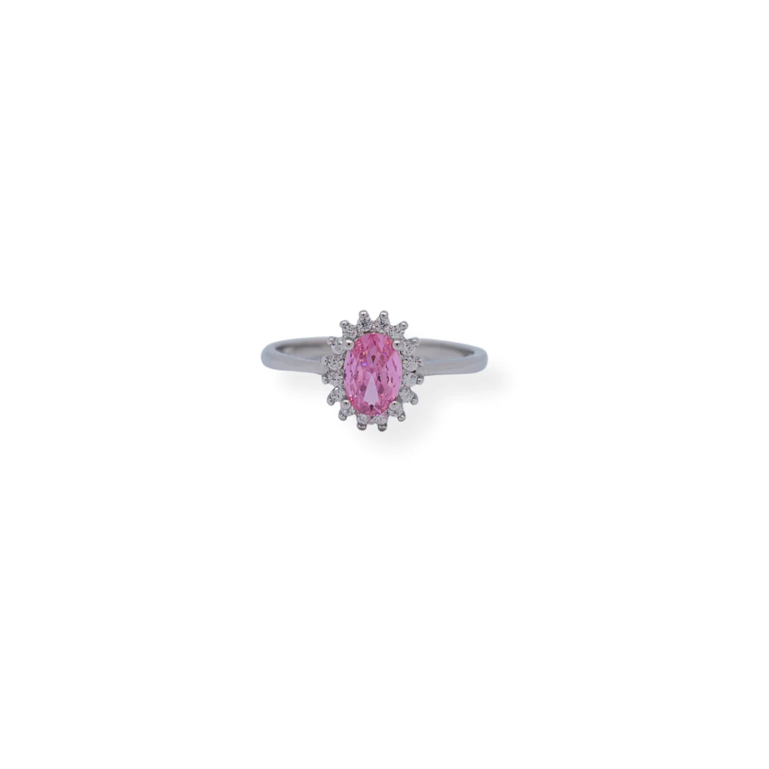 Silver cz pink set
