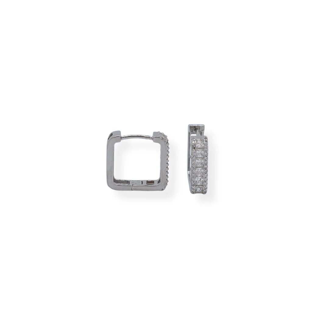 Silver cz square earrings - Image 2