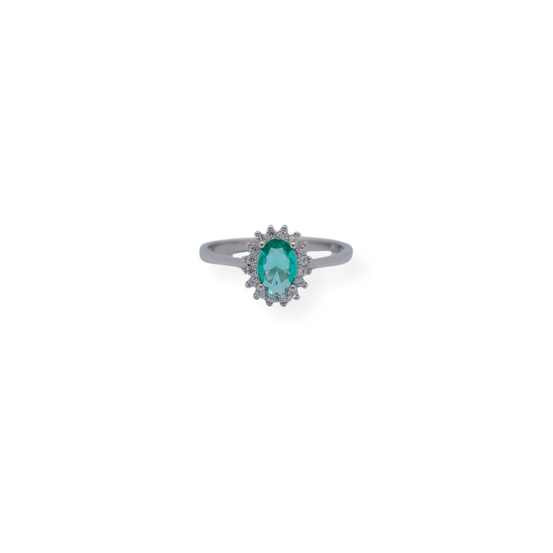 Silver cz teal set