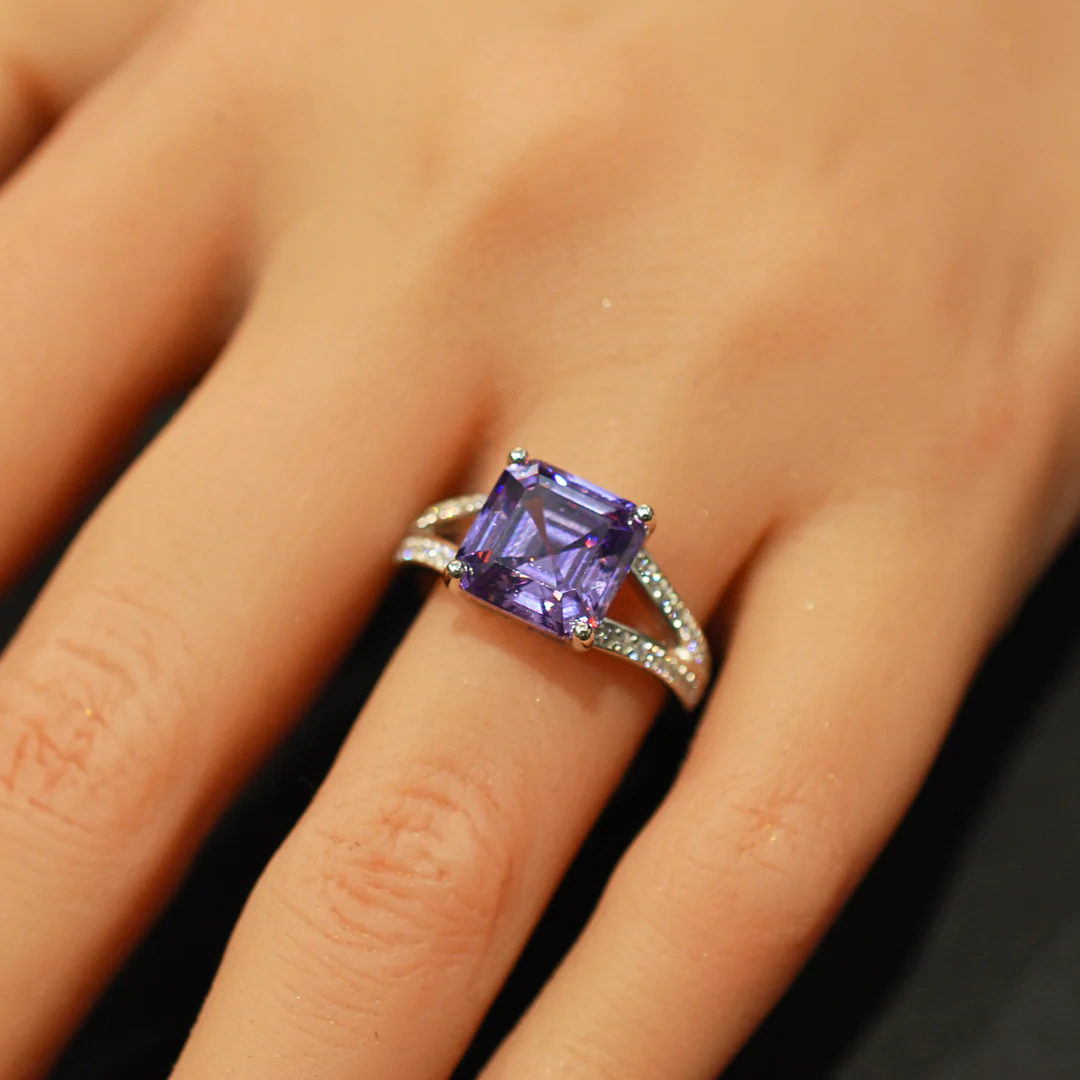 Silver purple cz ring - Image 3