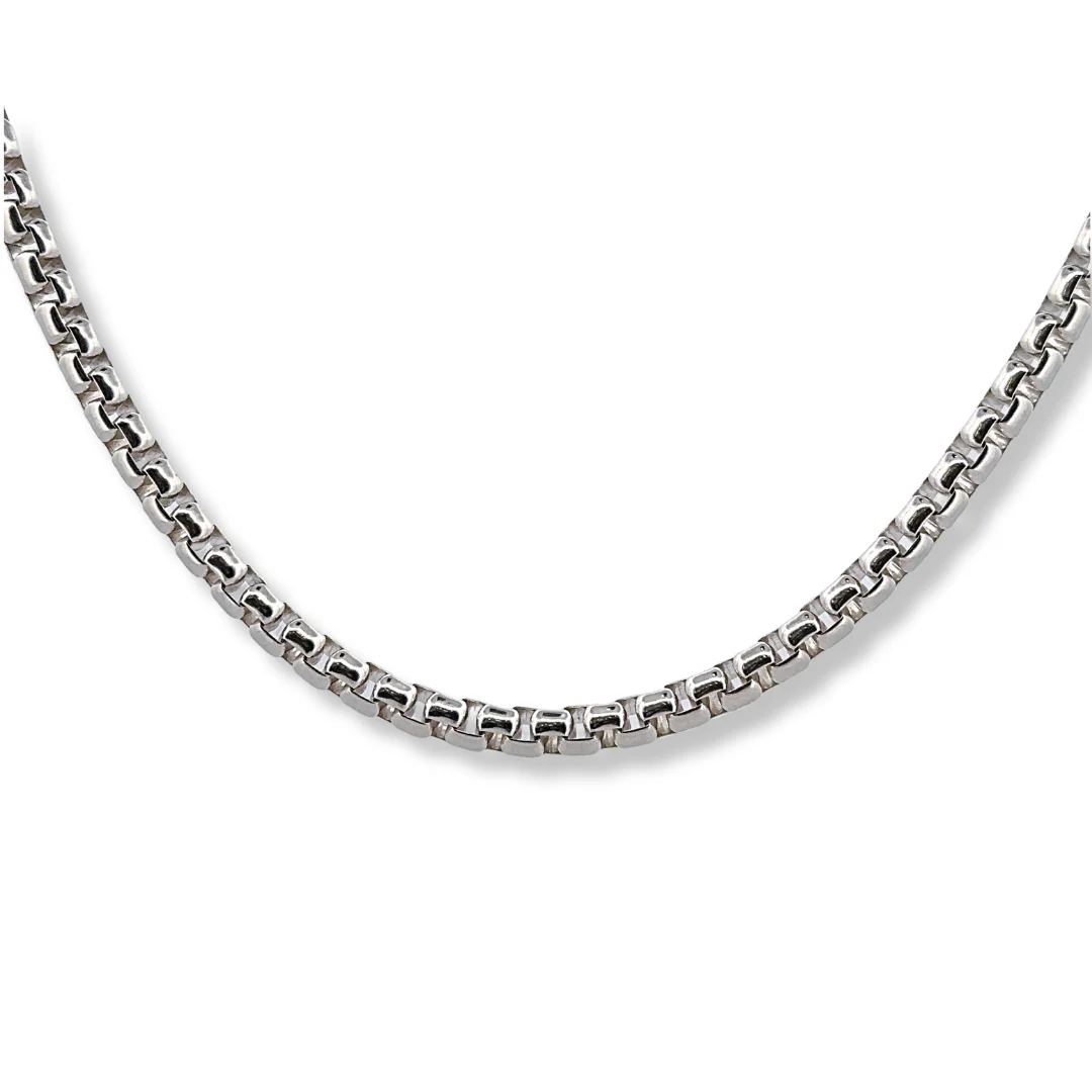 silver round box chain