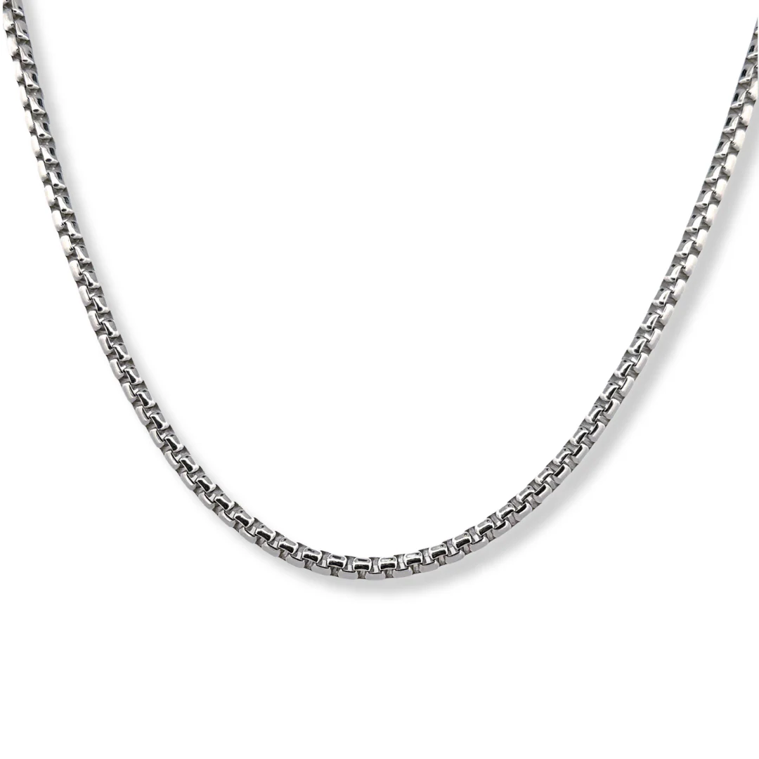 Silver round box chain